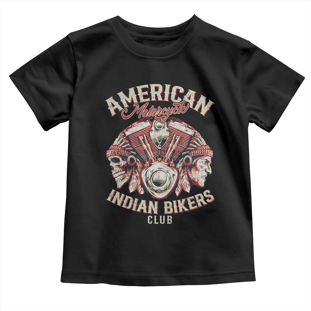 American Legendary Motorcycle Indian Biker Club Toddler T Shirt Vintage Motorbike Engine Native American Skull TS11 Black Print Your Wear