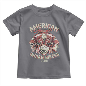 American Legendary Motorcycle Indian Biker Club Toddler T Shirt Vintage Motorbike Engine Native American Skull TS11 Charcoal Print Your Wear