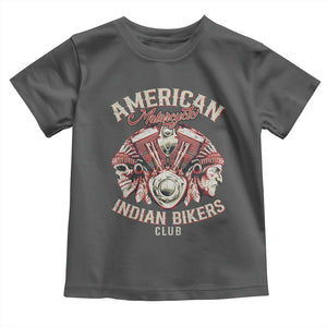 American Legendary Motorcycle Indian Biker Club Toddler T Shirt Vintage Motorbike Engine Native American Skull TS11 Dark Heather Print Your Wear