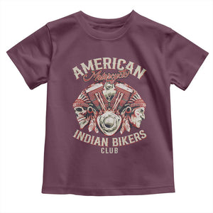 American Legendary Motorcycle Indian Biker Club Toddler T Shirt Vintage Motorbike Engine Native American Skull TS11 Maroon Print Your Wear