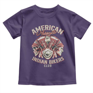American Legendary Motorcycle Indian Biker Club Toddler T Shirt Vintage Motorbike Engine Native American Skull TS11 Purple Print Your Wear