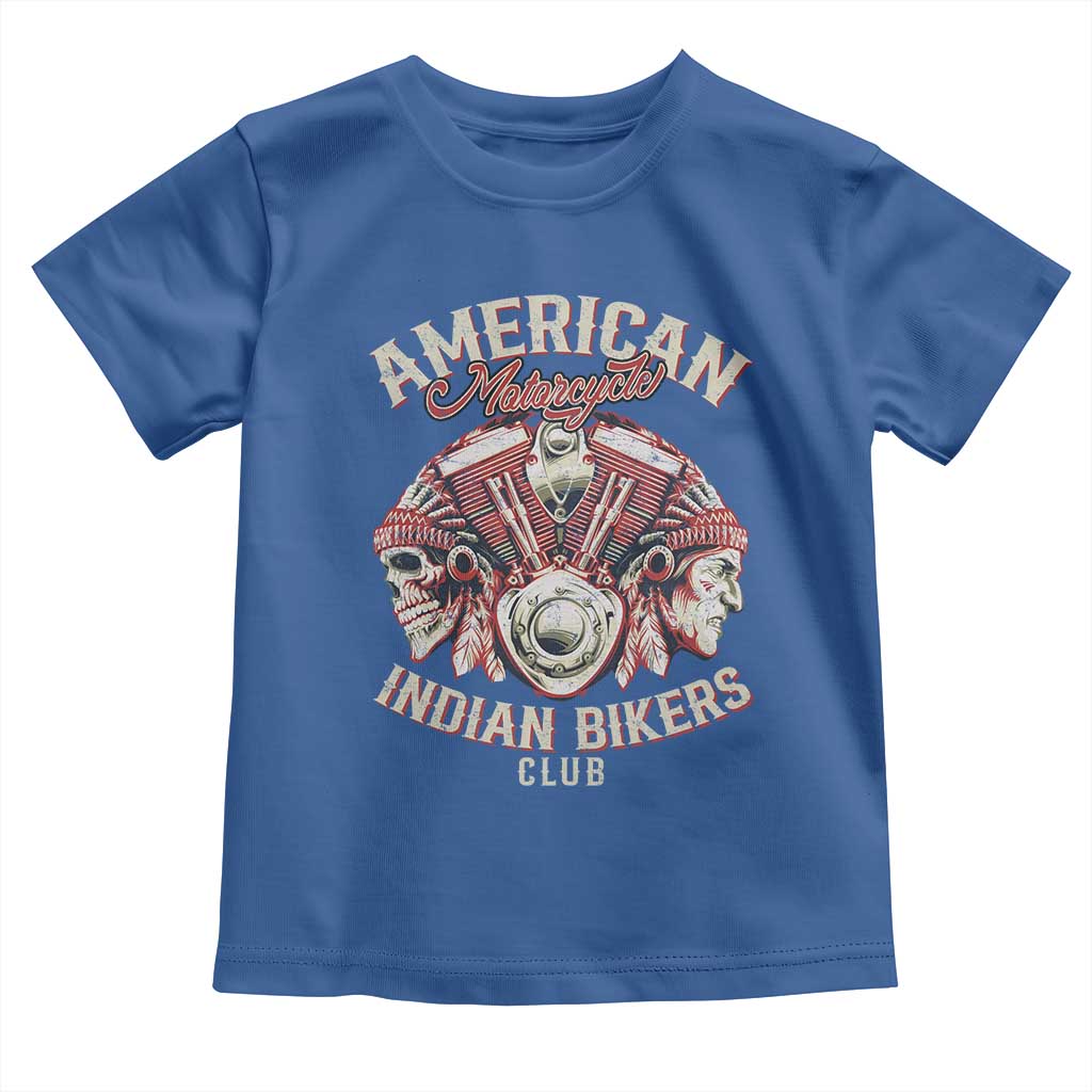 American Legendary Motorcycle Indian Biker Club Toddler T Shirt Vintage Motorbike Engine Native American Skull TS11 Royal Blue Print Your Wear