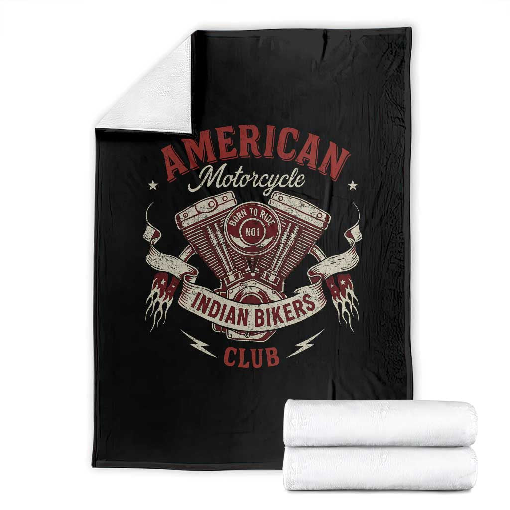American Motorcycle Indian Biker Club Throw Blanket Vintage Motorbike Engine TS11 Black Print Your Wear