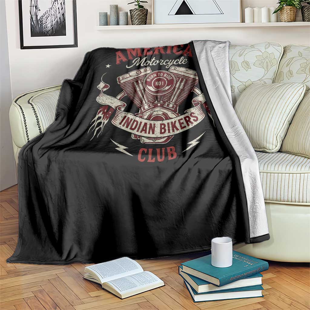 American Motorcycle Indian Biker Club Throw Blanket Vintage Motorbike Engine TS11 Print Your Wear