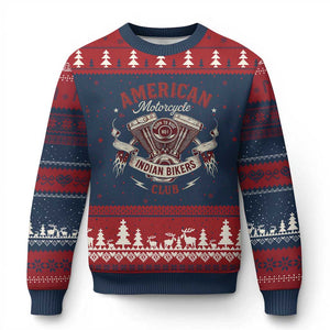 American Motorcycle Indian Biker Club Ugly Christmas Sweater Vintage Motorbike Engine - Print Your Wear