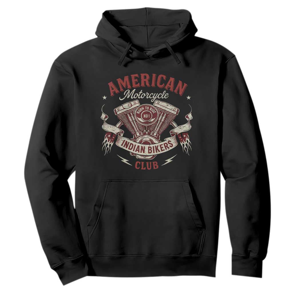 American Motorcycle Indian Biker Club Hoodie Vintage Motorbike Engine TS11 Black Print Your Wear