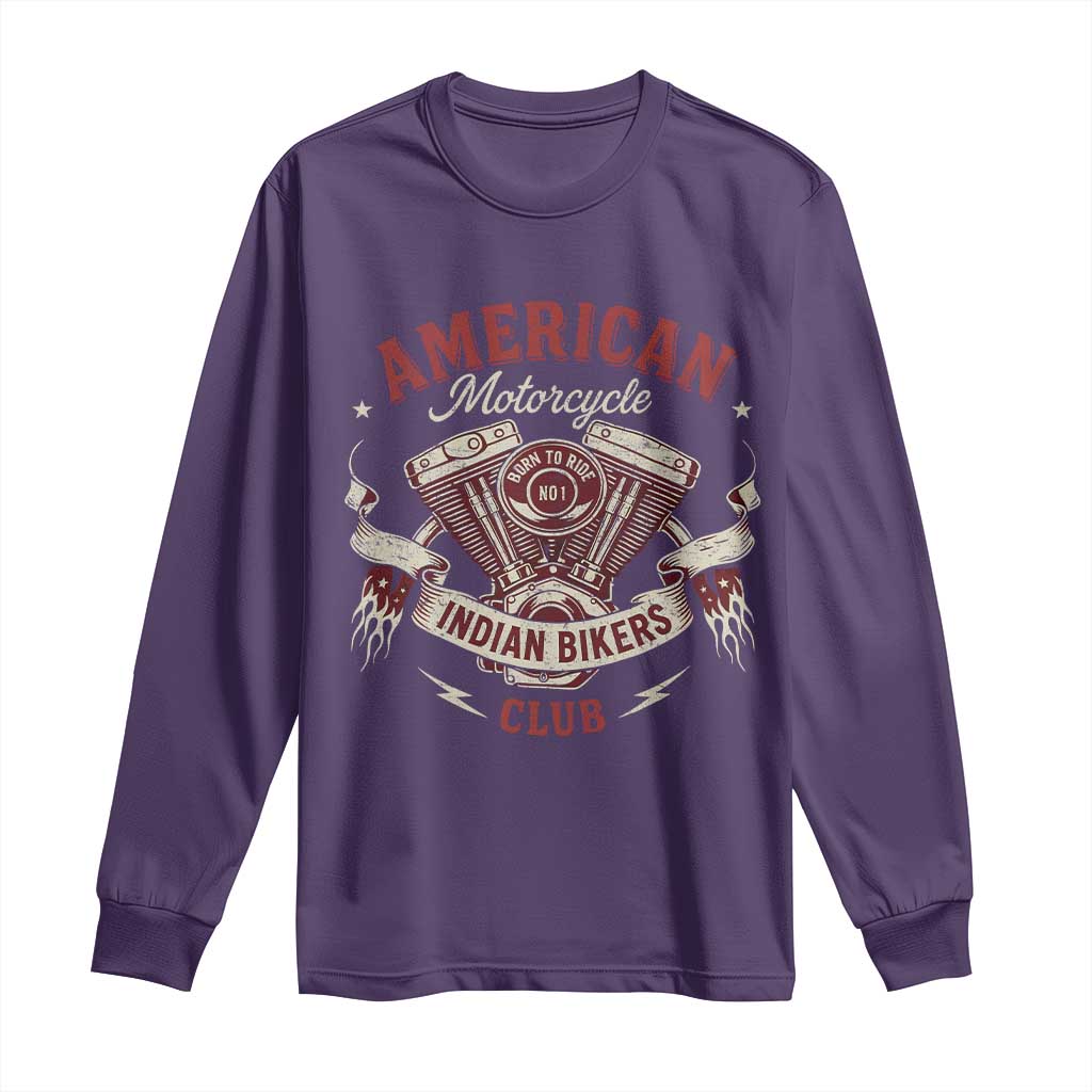 American Motorcycle Indian Biker Club Long Sleeve Shirt Vintage Motorbike Engine TS11 Purple Print Your Wear