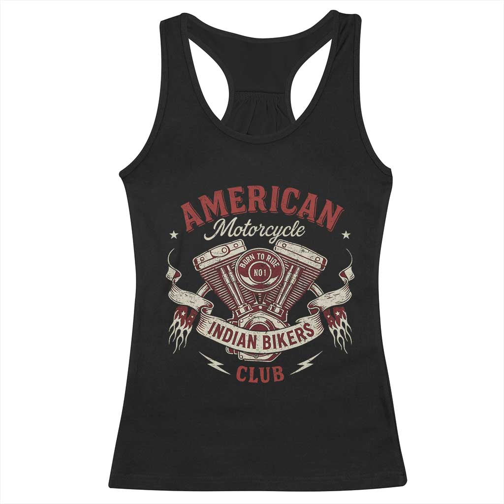 American Motorcycle Indian Biker Club Racerback Tank Top Vintage Motorbike Engine TS11 Black Print Your Wear