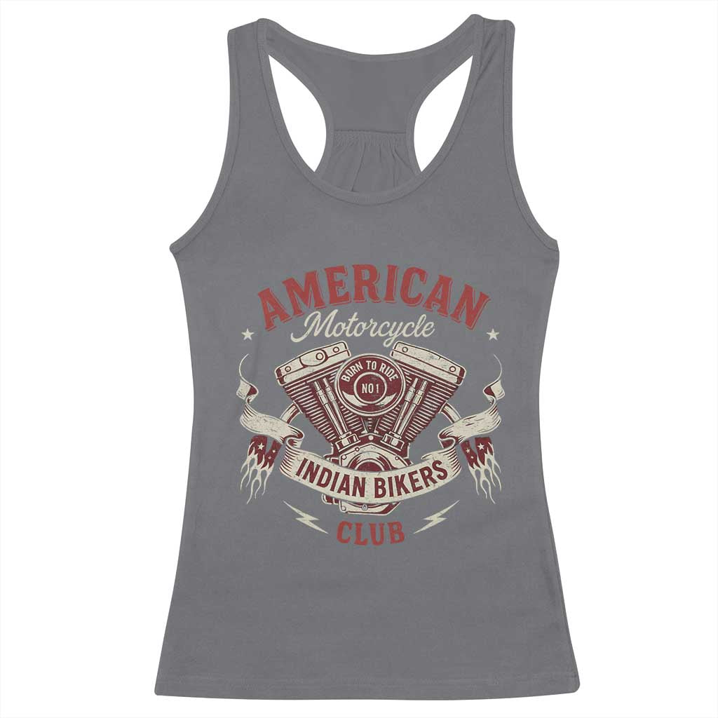 American Motorcycle Indian Biker Club Racerback Tank Top Vintage Motorbike Engine TS11 Charcoal Print Your Wear