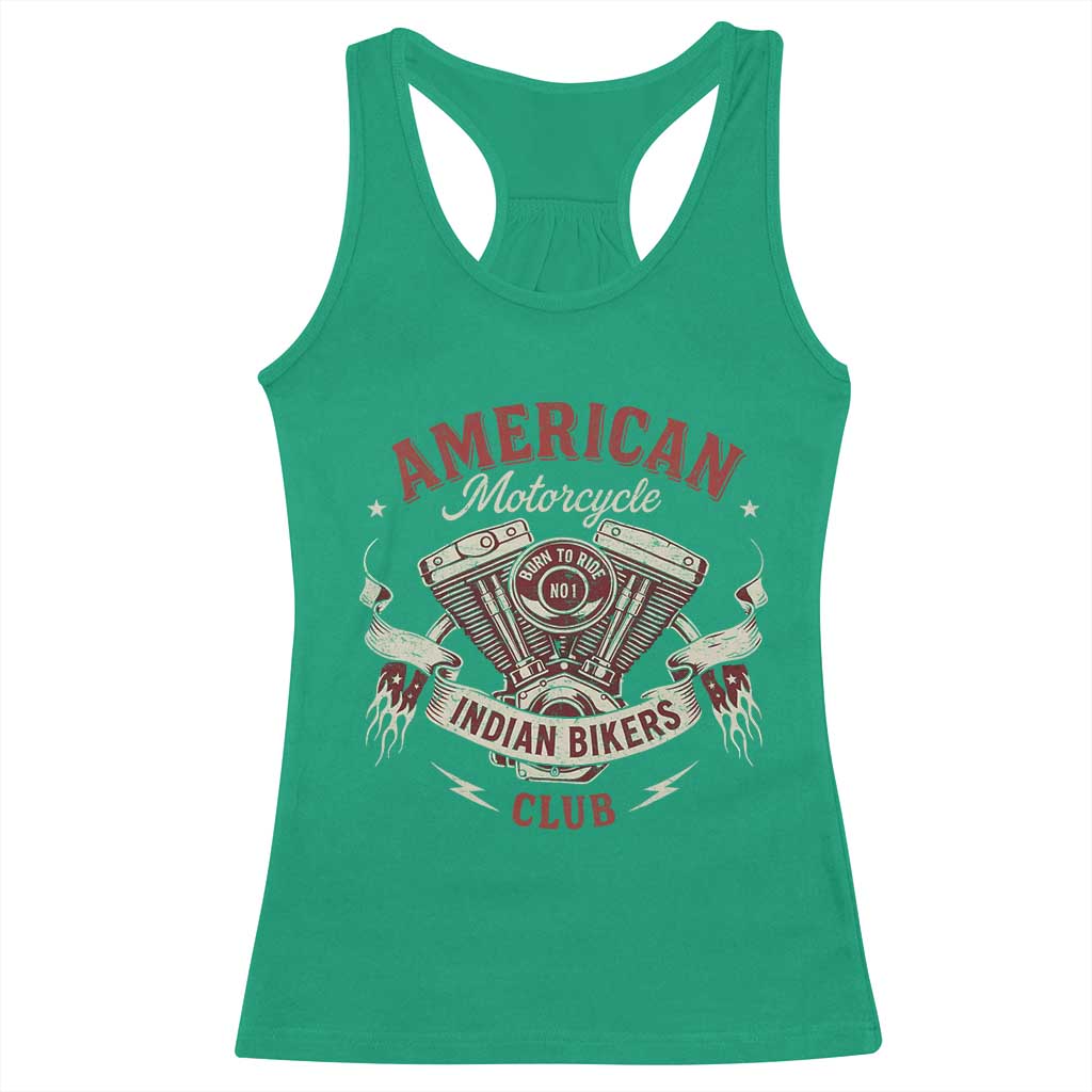 American Motorcycle Indian Biker Club Racerback Tank Top Vintage Motorbike Engine TS11 Irish Green Print Your Wear