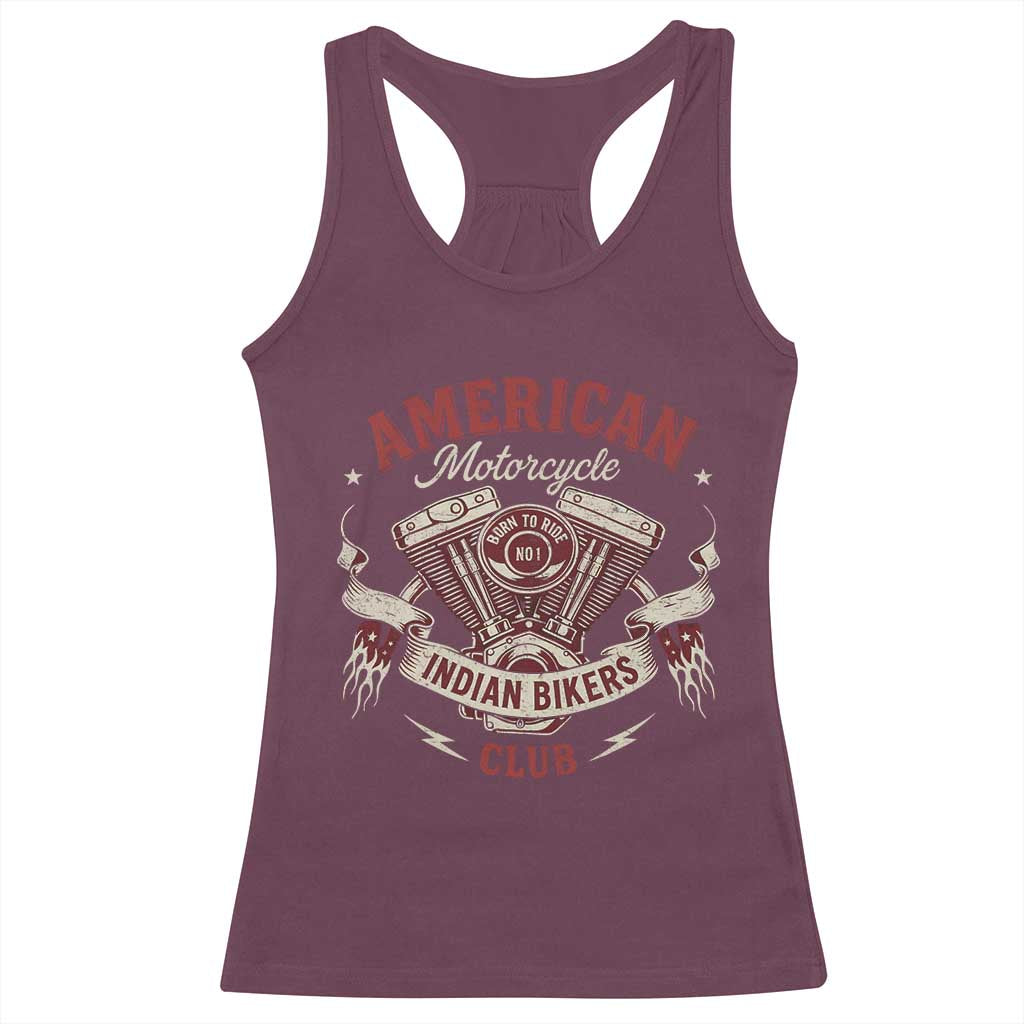 American Motorcycle Indian Biker Club Racerback Tank Top Vintage Motorbike Engine TS11 Maroon Print Your Wear