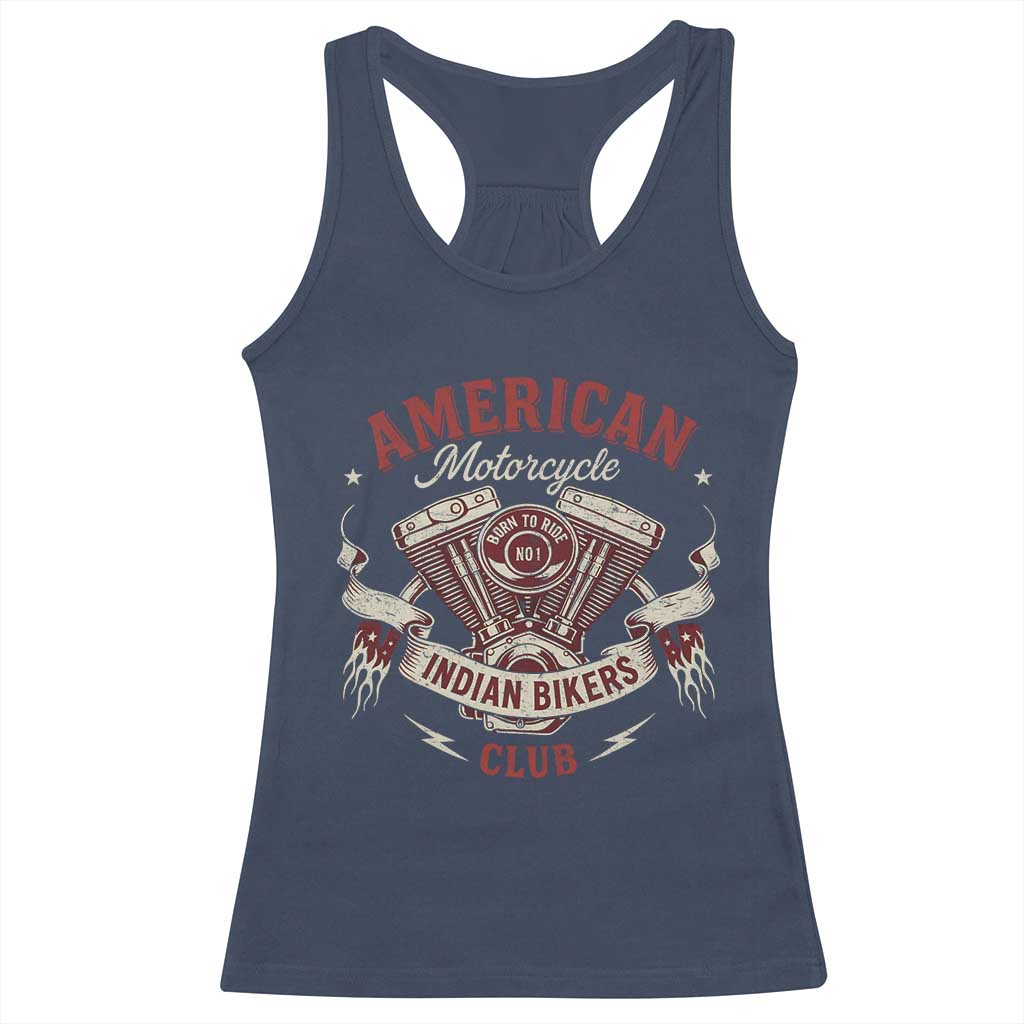 American Motorcycle Indian Biker Club Racerback Tank Top Vintage Motorbike Engine TS11 Navy Print Your Wear