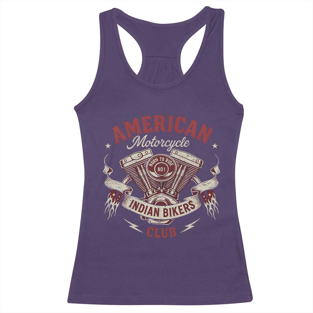 American Motorcycle Indian Biker Club Racerback Tank Top Vintage Motorbike Engine TS11 Purple Print Your Wear