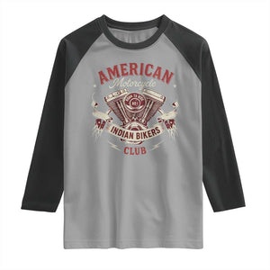 American Motorcycle Indian Biker Club Raglan Shirt Vintage Motorbike Engine TS11 Sport Gray Black Print Your Wear