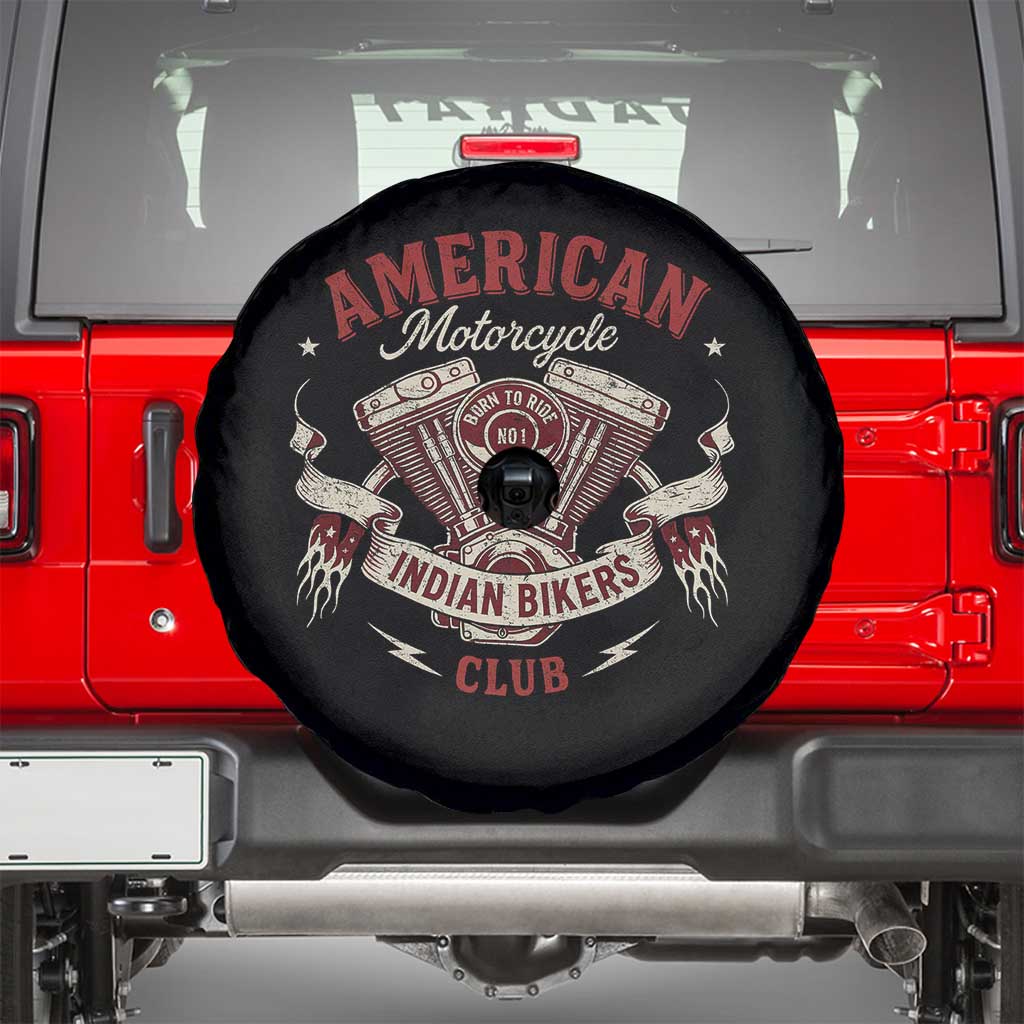 American Motorcycle Indian Biker Club Spare Tire Cover Vintage Motorbike Engine TS11 Black Print Your Wear