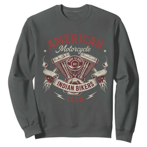 American Motorcycle Indian Biker Club Sweatshirt Vintage Motorbike Engine TS11 Dark Heather Print Your Wear