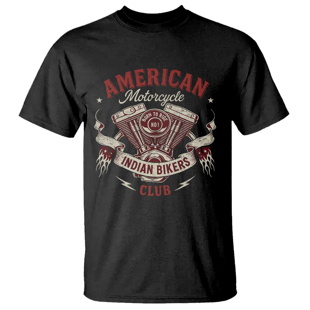 American Motorcycle Indian Biker Club T Shirt Vintage Motorbike Engine TS11 Black Print Your Wear