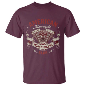 American Motorcycle Indian Biker Club T Shirt Vintage Motorbike Engine TS11 Maroon Print Your Wear