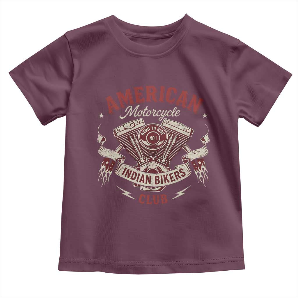 American Motorcycle Indian Biker Club Toddler T Shirt Vintage Motorbike Engine TS11 Maroon Print Your Wear