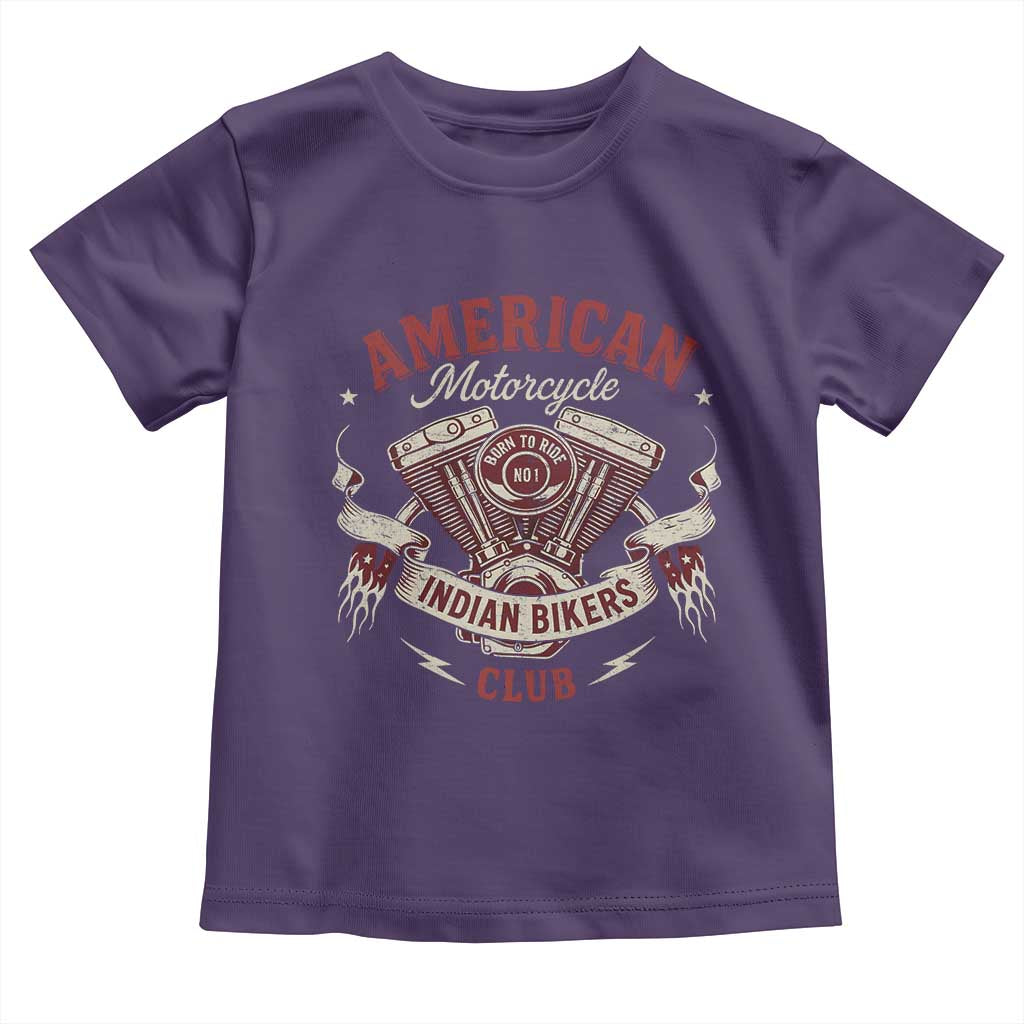 American Motorcycle Indian Biker Club Toddler T Shirt Vintage Motorbike Engine TS11 Purple Print Your Wear