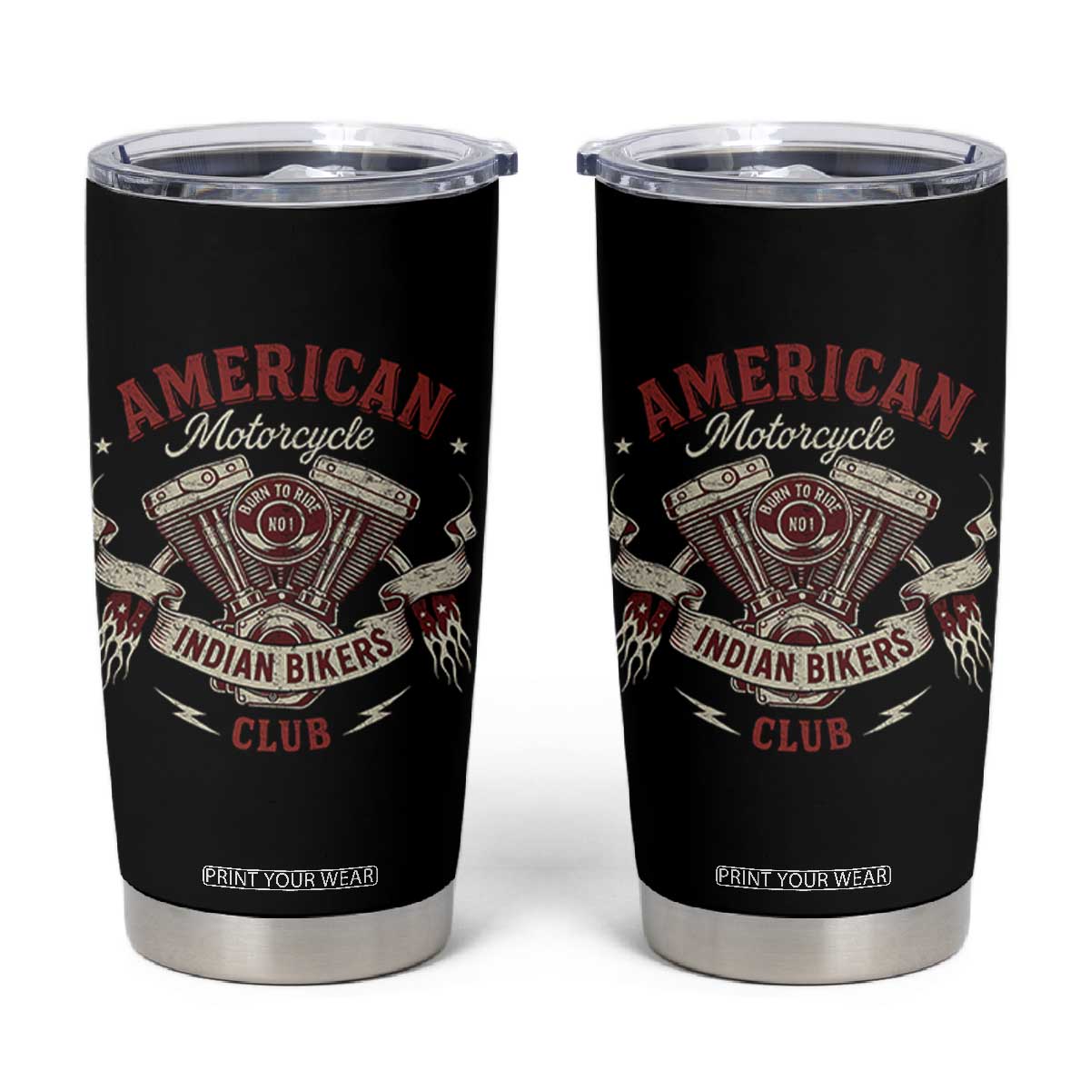 American Motorcycle Indian Biker Club Tumbler Cup Vintage Motorbike Engine TS11 Black Print Your Wear