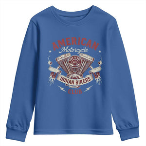 American Motorcycle Indian Biker Club Youth Sweatshirt Vintage Motorbike Engine TS11 Royal Blue Print Your Wear