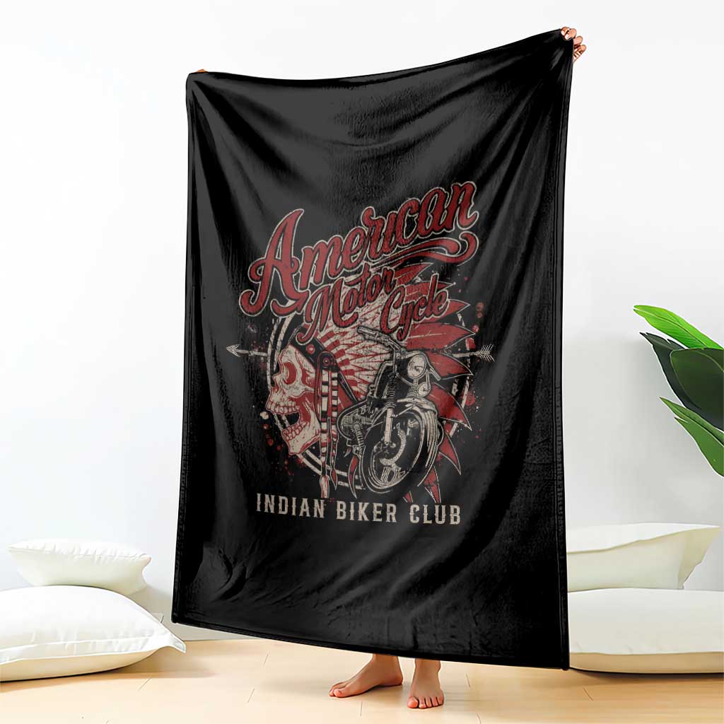 American Legendary Motorcycle Indian Biker Club Throw Blanket Vintage Native American Skull TS11 Print Your Wear