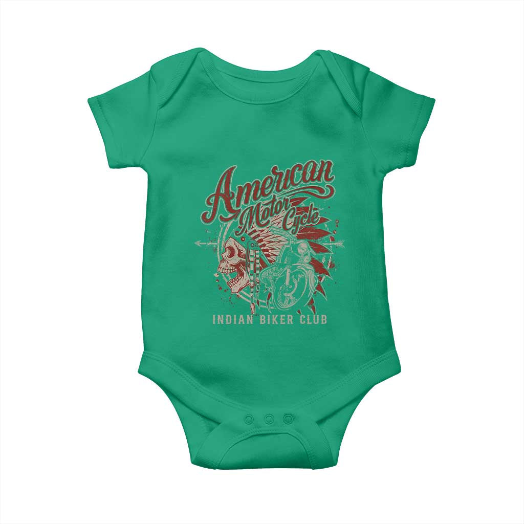 American Legendary Motorcycle Indian Biker Club Baby Onesie Vintage Native American Skull TS11 Irish Green Print Your Wear