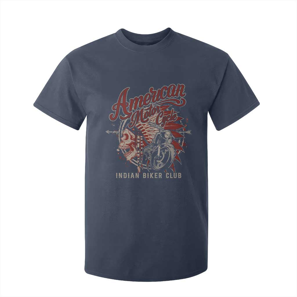 American Legendary Motorcycle Indian Biker Club T Shirt For Kid Vintage Native American Skull TS11 Navy Print Your Wear