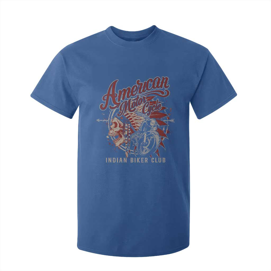 American Legendary Motorcycle Indian Biker Club T Shirt For Kid Vintage Native American Skull TS11 Royal Blue Print Your Wear