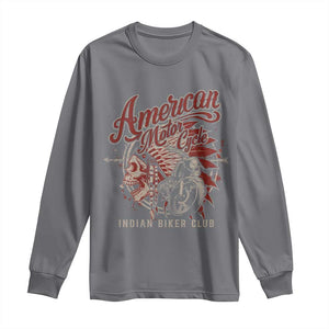 American Legendary Motorcycle Indian Biker Club Long Sleeve Shirt Vintage Native American Skull TS11 Charcoal Print Your Wear