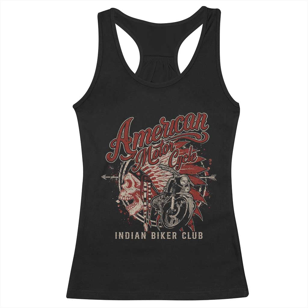 American Legendary Motorcycle Indian Biker Club Racerback Tank Top Vintage Native American Skull TS11 Black Print Your Wear
