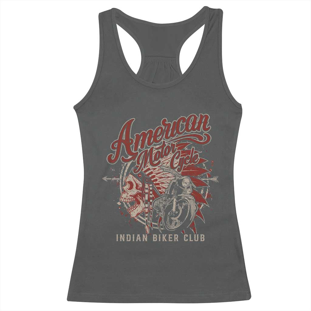 American Legendary Motorcycle Indian Biker Club Racerback Tank Top Vintage Native American Skull TS11 Dark Heather Print Your Wear
