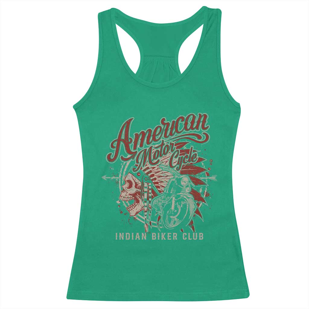 American Legendary Motorcycle Indian Biker Club Racerback Tank Top Vintage Native American Skull TS11 Irish Green Print Your Wear