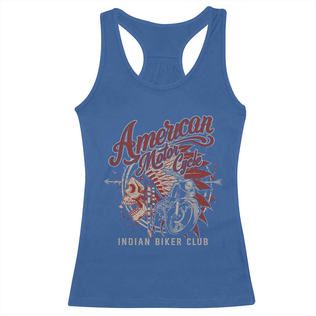 American Legendary Motorcycle Indian Biker Club Racerback Tank Top Vintage Native American Skull TS11 Royal Blue Print Your Wear