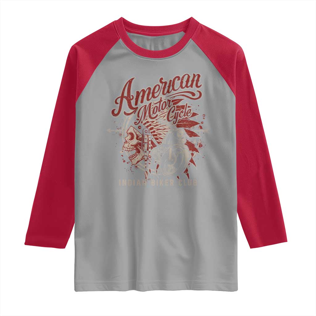 American Legendary Motorcycle Indian Biker Club Raglan Shirt Vintage Native American Skull TS11 Sport Gray Red Print Your Wear
