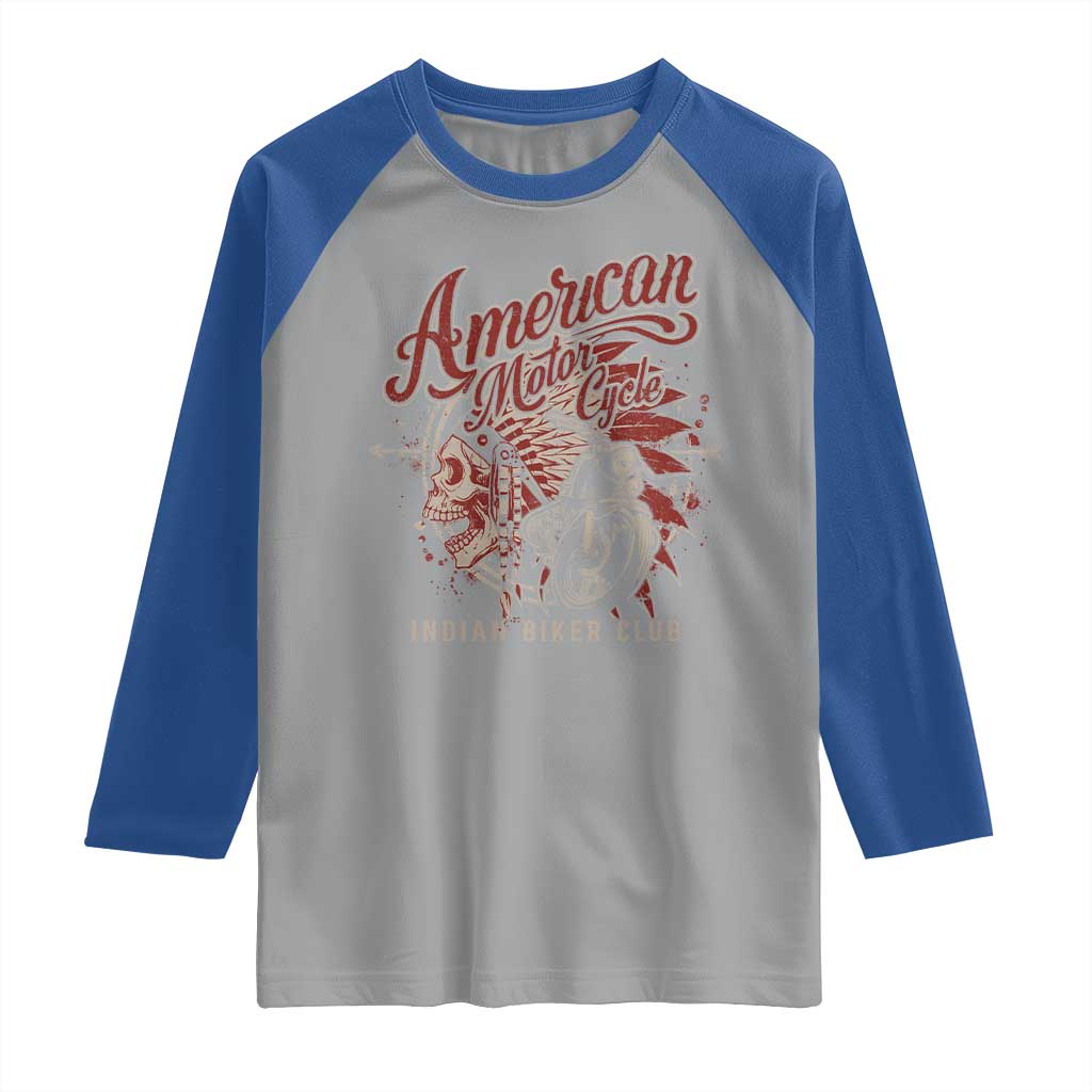 American Legendary Motorcycle Indian Biker Club Raglan Shirt Vintage Native American Skull TS11 Sport Gray Royal Print Your Wear