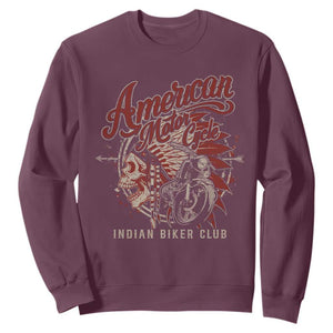 American Legendary Motorcycle Indian Biker Club Sweatshirt Vintage Native American Skull TS11 Maroon Print Your Wear