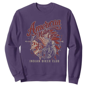 American Legendary Motorcycle Indian Biker Club Sweatshirt Vintage Native American Skull TS11 Purple Print Your Wear