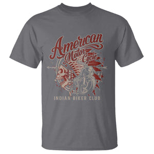American Legendary Motorcycle Indian Biker Club T Shirt Vintage Native American Skull TS11 Charcoal Print Your Wear