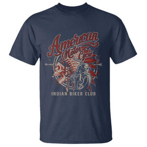 American Legendary Motorcycle Indian Biker Club T Shirt Vintage Native American Skull TS11 Navy Print Your Wear