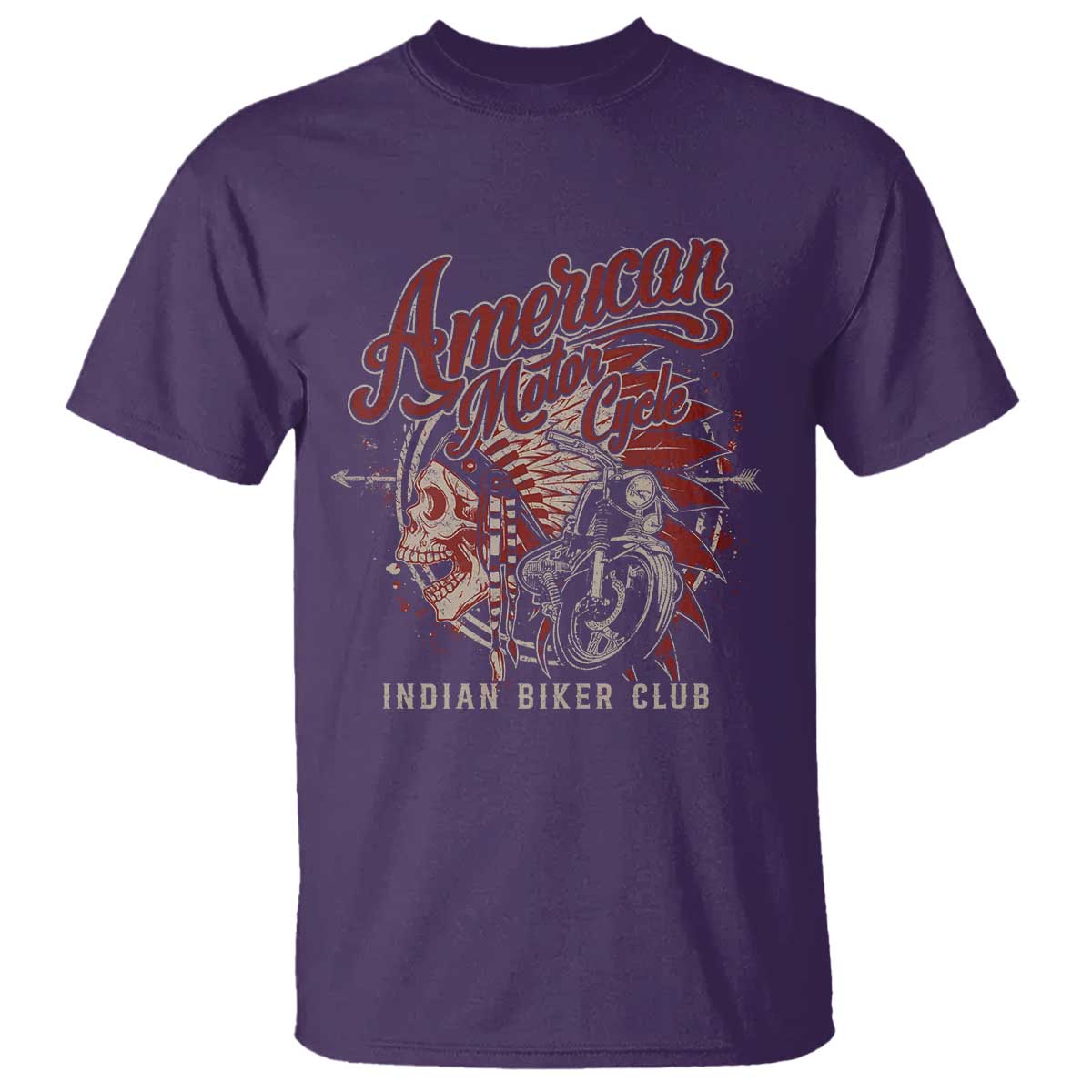 American Legendary Motorcycle Indian Biker Club T Shirt Vintage Native American Skull TS11 Purple Print Your Wear