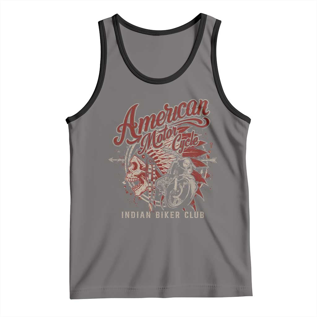 American Legendary Motorcycle Indian Biker Club Tank Top Vintage Native American Skull TS11 Deep Heather Black Print Your Wear