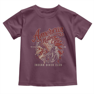 American Legendary Motorcycle Indian Biker Club Toddler T Shirt Vintage Native American Skull TS11 Maroon Print Your Wear