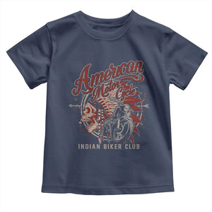 American Legendary Motorcycle Indian Biker Club Toddler T Shirt Vintage Native American Skull TS11 Navy Print Your Wear