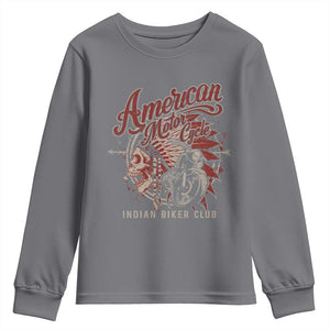 American Legendary Motorcycle Indian Biker Club Youth Sweatshirt Vintage Native American Skull TS11 Charcoal Print Your Wear