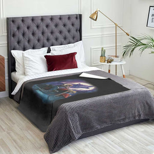 Native American Rider Throw Blanket Vintage Indian American Motorcycle Wolf TS11 Print Your Wear