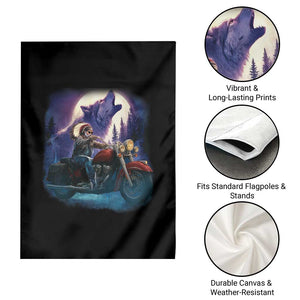 Native American Rider Garden Flag Vintage Indian American Motorcycle Wolf TS11 Print Your Wear