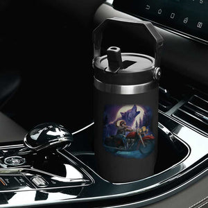 Native American Rider Flip Straw Tumbler Vintage Indian American Motorcycle Wolf TS11 Print Your Wear