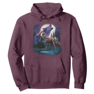 Native American Rider Hoodie Vintage Indian American Motorcycle Wolf TS11 Maroon Print Your Wear